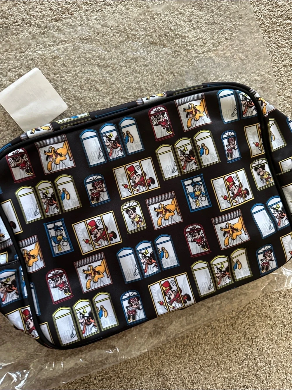 Stoney Clover Lane Black Multicolor Disney Window Print Cosmetic Pouch